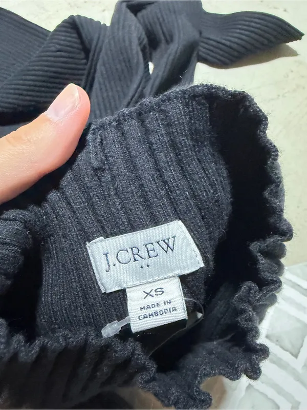 J. Crew NWT Black Ribbed Long Sleeve Dress MSRP$128 XS - Image 3