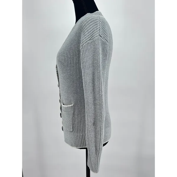 Coquette Chunky Knit‎ Cardigan Blue Gray 100% Cotton Soft Girl Coastal Prep XS - Image 4
