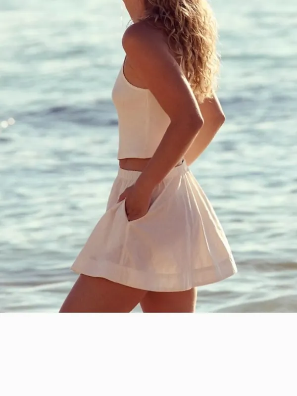 NEW Free People free-est Milani Tank Top Mini Skirt Boho Cotton Set Coconut Milk - Image 4