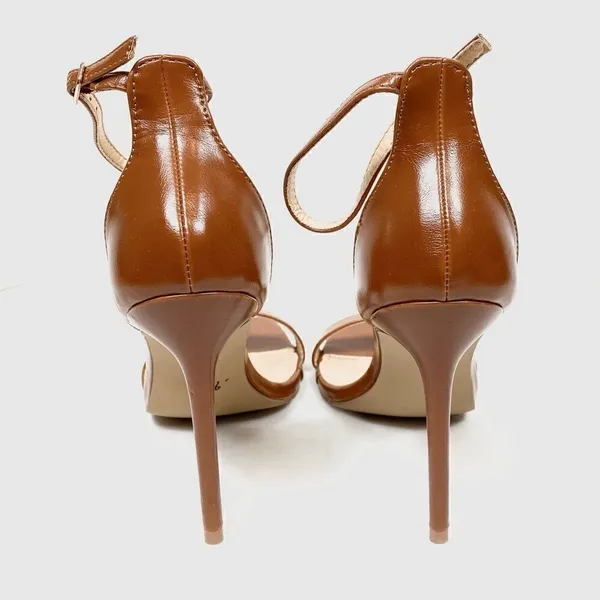 Lulu’s Chocolate Brown Square Toe Ankle Strap Stiletto Heels - Image 3