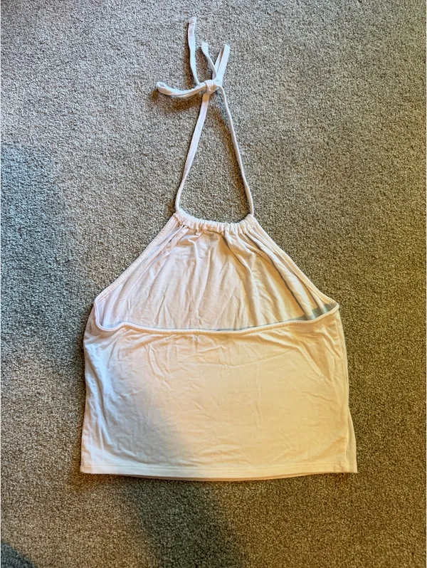 White Halter Tank Top - Image 2