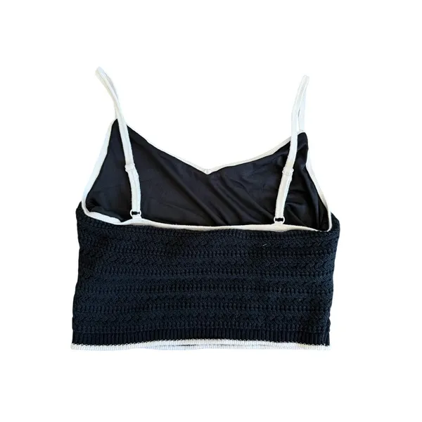 Abercrombie & Fitch Crochet Knit Crop Cami Small Black White Cotton Bra Top - Image 3