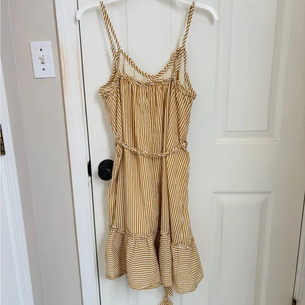 Hem & Thread Striped Ruffle Hem Spaghetti Strap Dress with Tie Waist - Image 5