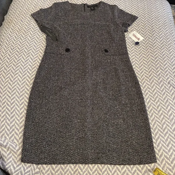 Tahari Womens Carrier Office Casual Pencil Tweed Gray Dress Sz S NWT - Image 2