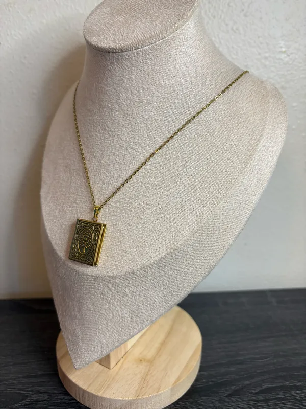 Handmade Gold Book Locket Necklace | Waterproof & Tarnish Resistant - Image 4