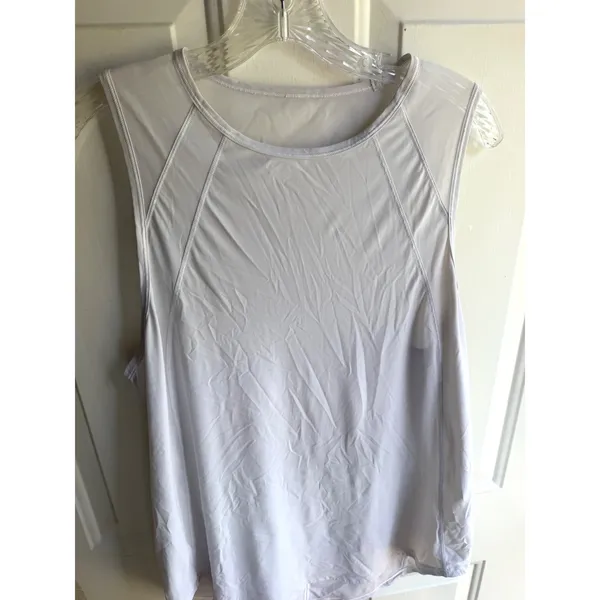 Lululemon Women's White Sculpt Mesh Back Relqxed Fit Tank Sz 12 - Image 4