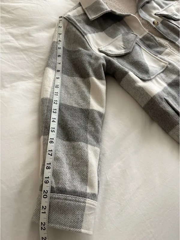 Gray & Cream Plaid Sherpa - Image 4
