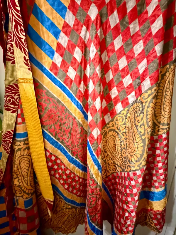 Indian Silk Reversible Wrap Skirt Yellow - Image 8
