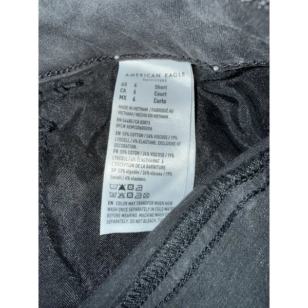 American Eagle Women's 6S 6 Short Black High Rise‎ Next Level Stretch Jeans - Image 4