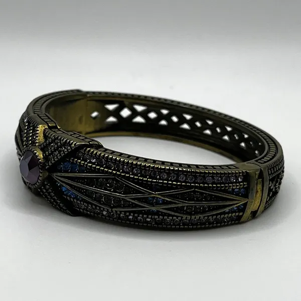 Heidi Daus Conscious Coupling Art Deco Purple Blue Crystal Hinged Bracelet‎ - Image 3