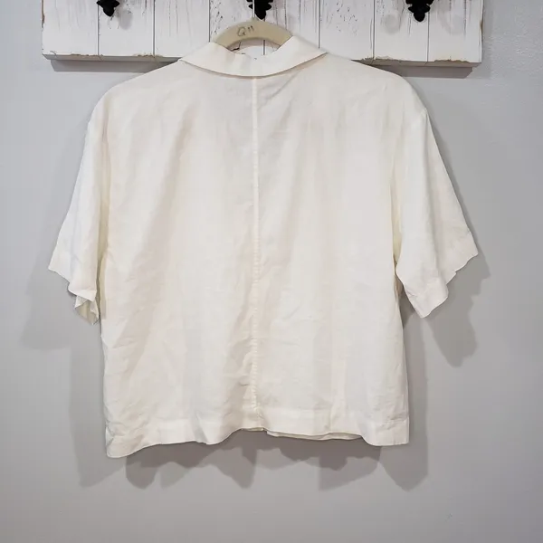 Madewell White Linen Camp Shirt Womens M Button Front Resort Short Sleeve - Image 3