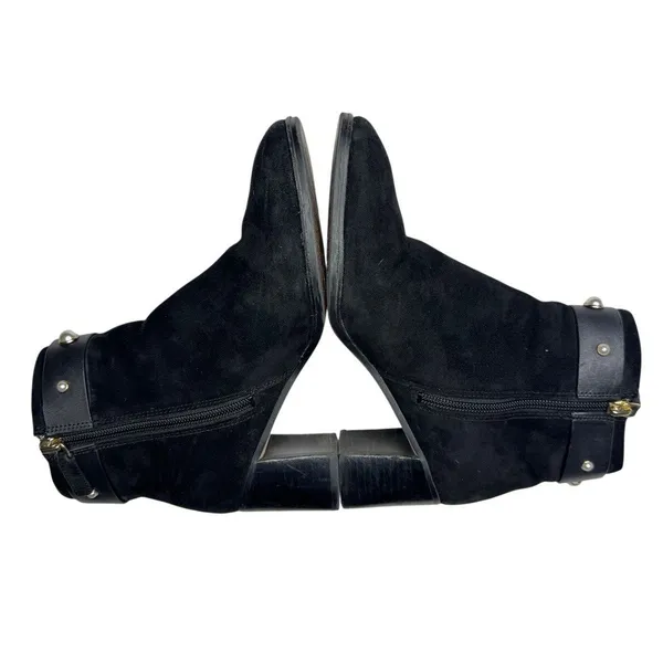 Kate Spade Morgan Pearl Booties Women’s 6B Black Suede Block Heel KE796 - Image 5