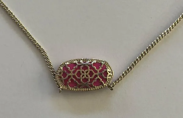 Kendra Scott Gold Pink Crystal Necklace - Image 2