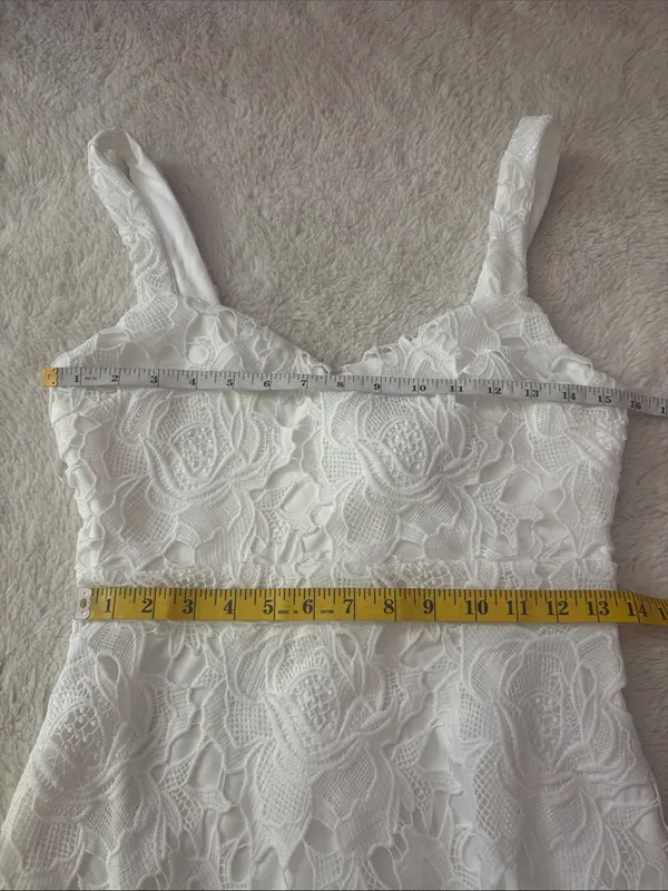 Lulus Divine Beauty White Lace Midi Dress With Pockets Size Small Bridal Beach - Image 7
