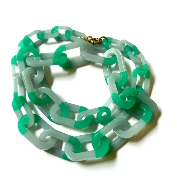 J.Crew green acrylic chain necklace - Image 2