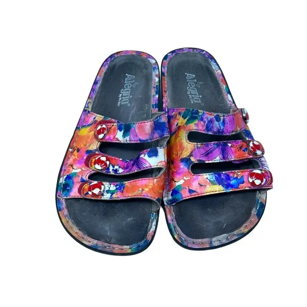 Alegria Fiona Slide Sandals Strap Leather Floral Multicolor Size 38 US 8 - 8.5‎ - Image 2