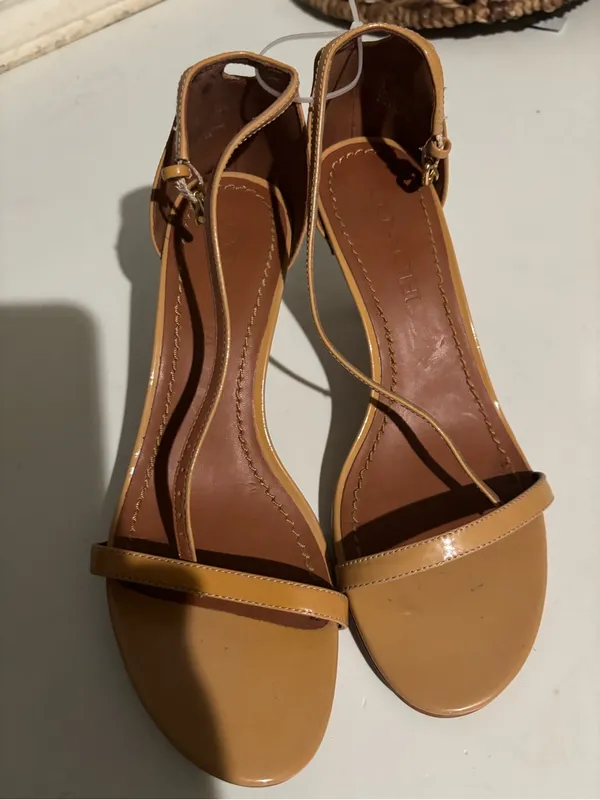 Coach Patent Leather Tan Ankle-Strap Heels - Image 2