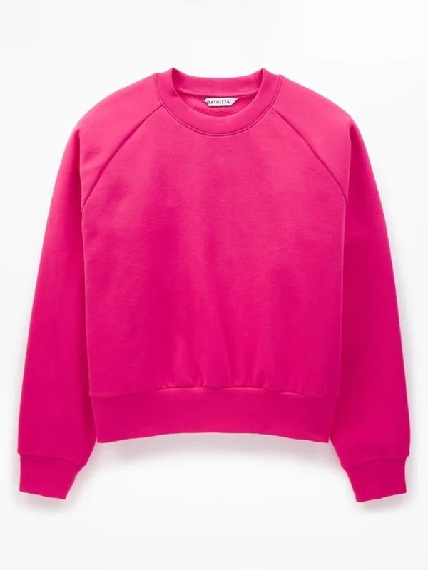 New Athleta XL Easy Fleece Crew Relaxed Sweatshirt Dahlia Pink X-Large Regular - Image 6