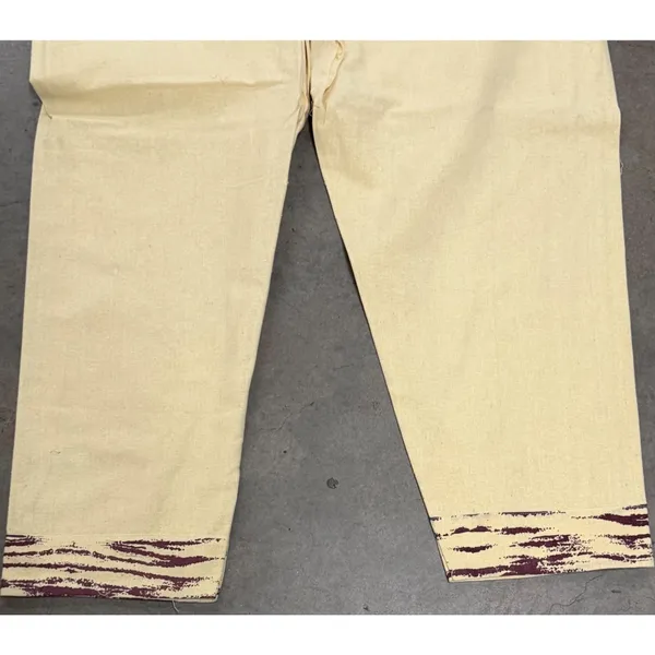 Vintage African Dashiki Poncho Pants Lounge Set Cream Tribal Print Handmade - Image 4