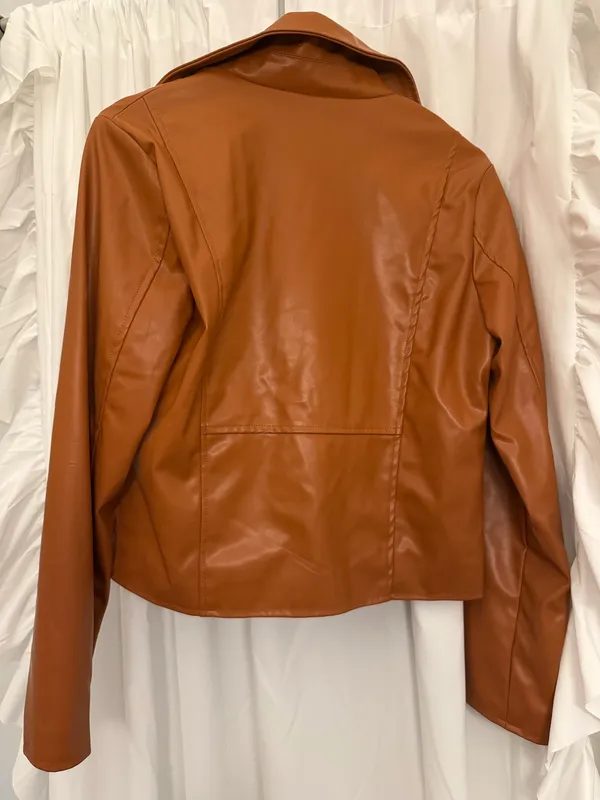 Rust faux leather moto jacket Brown - Image 3