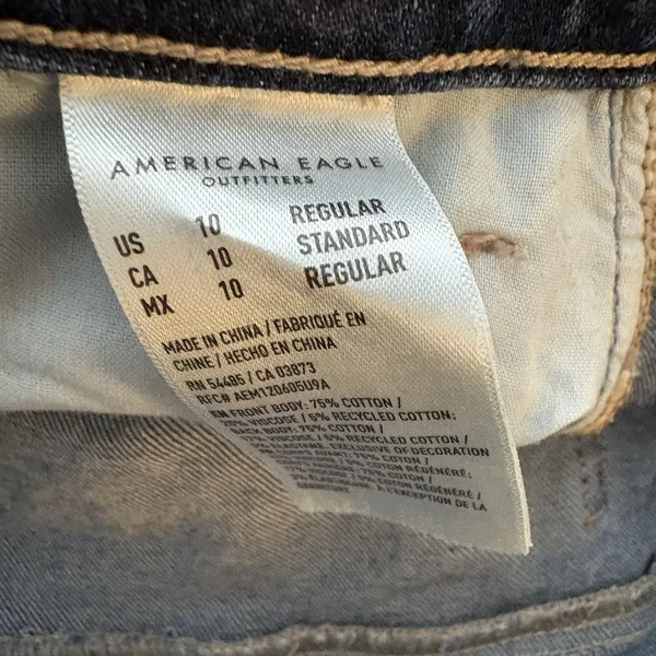 American Eagle Mom Strigid Jean Blue Jeans High Rise Distress Denim Sz 10 Womens - Image 7