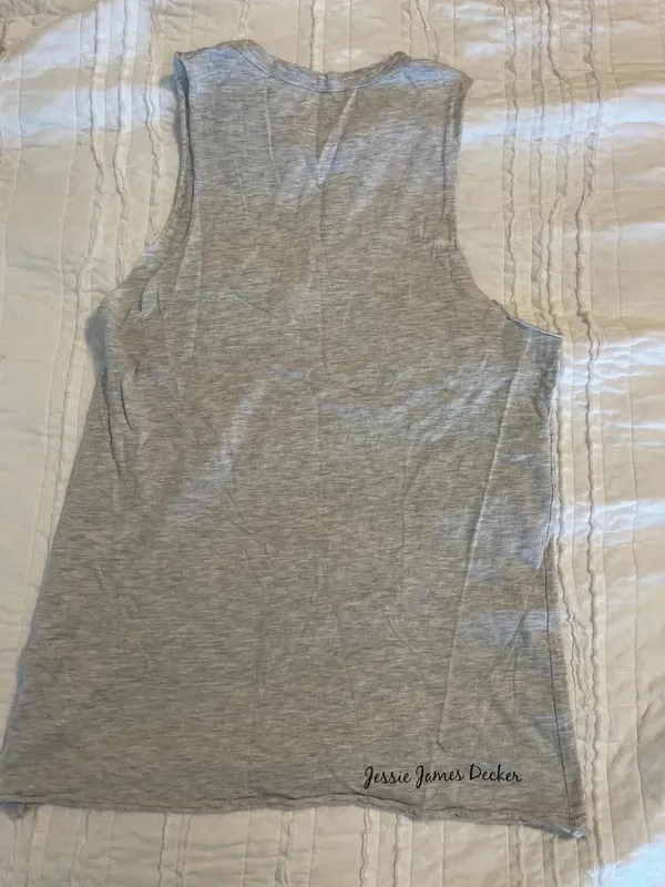 Kittenish Gray Muscle Tank with Pink 'Mermaids & Bandanas' Graphic - Image 5
