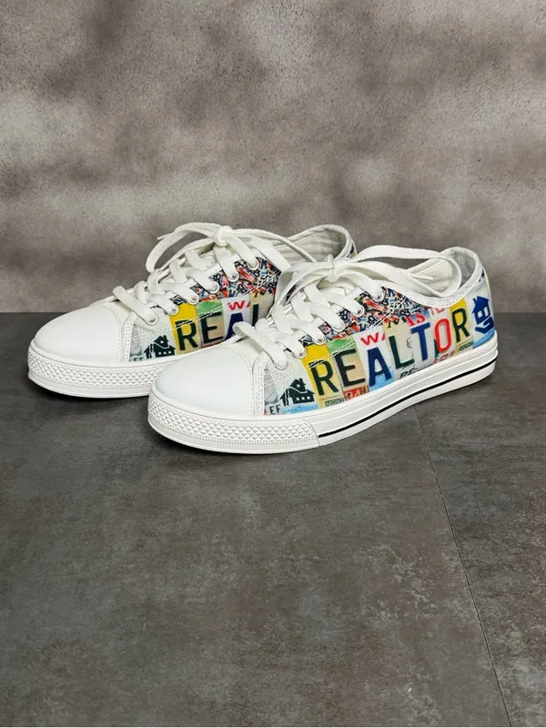 Realtor Canvas Sneakers Women's Size 8 White/Multicolor - Image 2