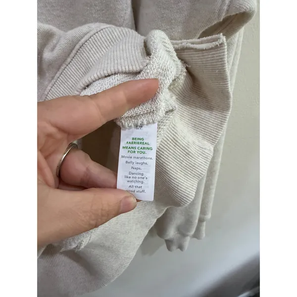 Aerie Women Oatmeal Heather Oversized Crewneck Sweatshirt S Small Loungewear - Image 4