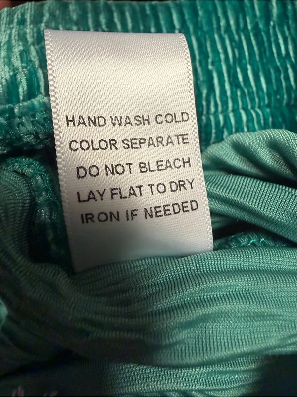 NWT BIBI Teal Crushed Velvet Plissé Wide Leg Pants Retro 70s Small - Image 8