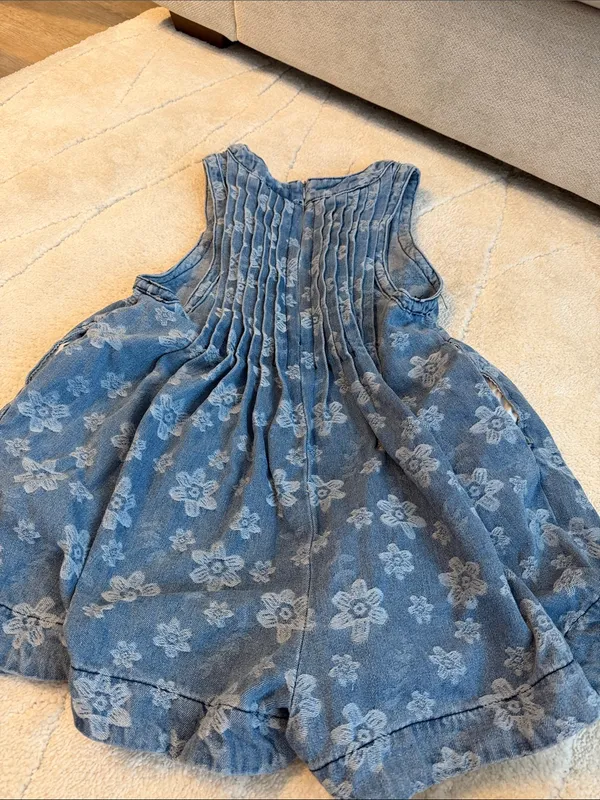 Denim Romper With Pockets Blue - Image 4