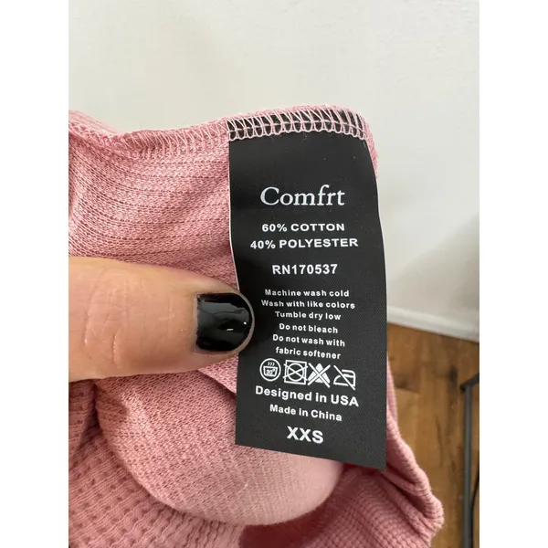 Comfrt Waffle Knit Lounge Pants Pink Wide Leg High Waisted XXS Loungewear - Image 5