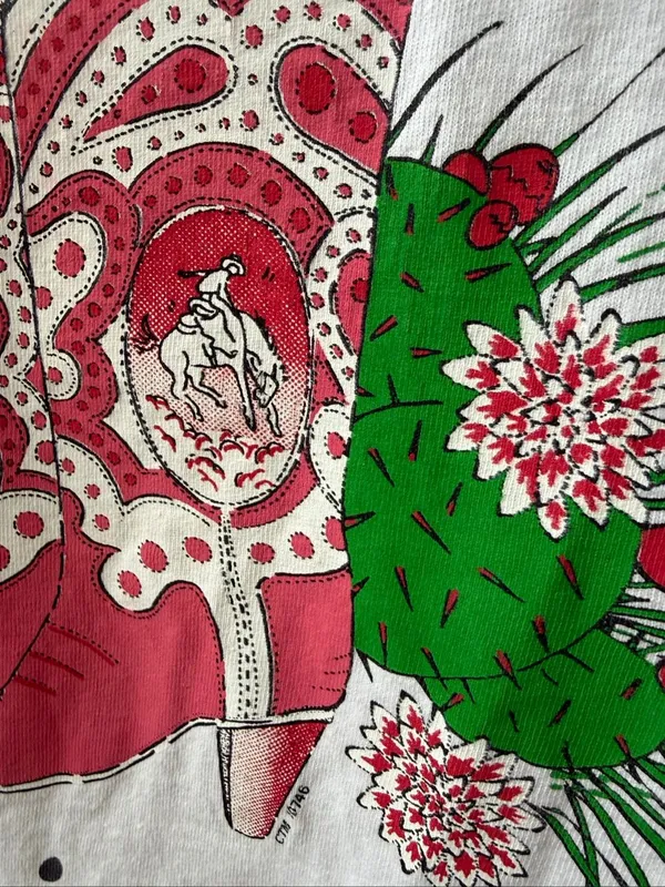 Vintage 90s Arizona Cotton Tank Top Cowgirl Boots Cactus Southwestern XL - Image 6
