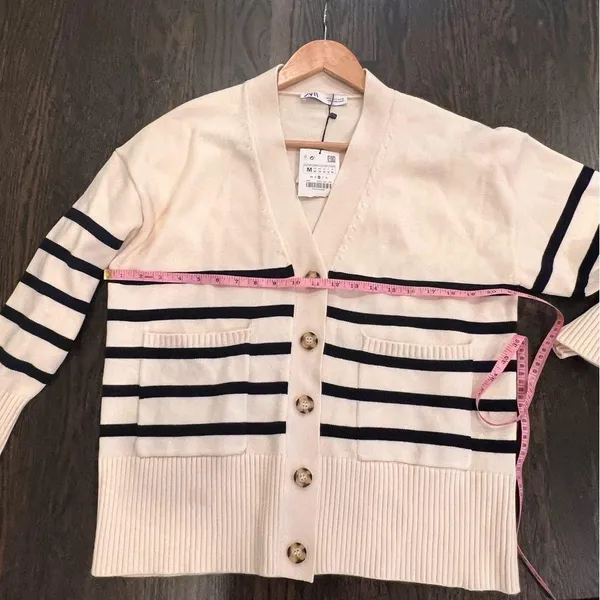 NWT Zara Cream and Black Knit Cardigan Sweater - Image 4