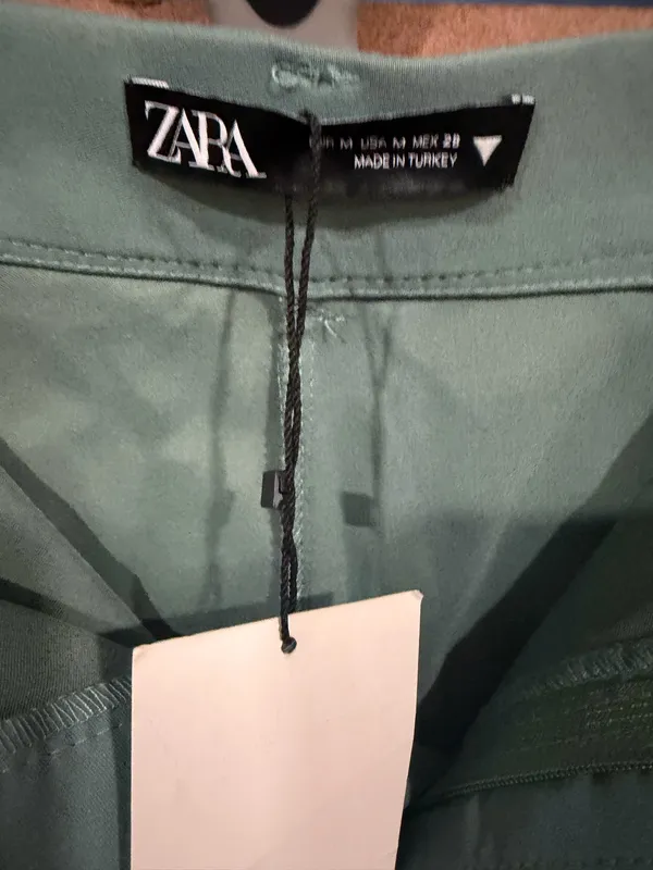 ZARA Wide-Leg Pants High-Waisted Medium sage NWT - Image 5