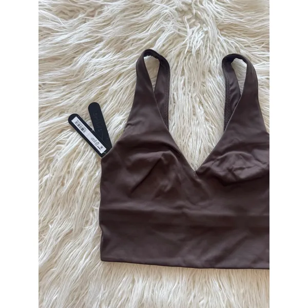 Nike Skims Matte V-Neck Longline Bra Dark Sepia Size XS - Image 4