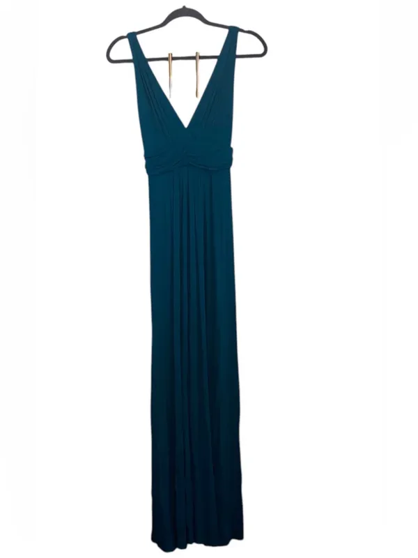 Vintage Y2K TART Teal V-Neck Pleated Maxi Dress Boho Fall wedding Guest - Image 2