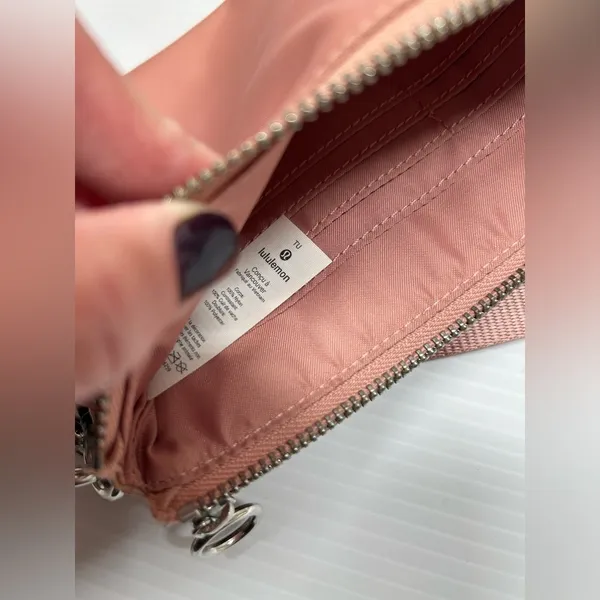 Lululemon Now and Always Pouch Salmon Pink Silver Hardware Removable Wrist Strap - Image 7