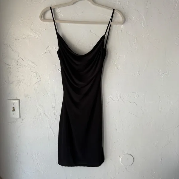 2‎ Saints Black S Bodycon Mini Dress Spaghetti Straps Open Back Grunge Going Out - Image 3