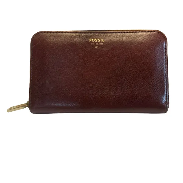 FOSSIL BRANDY BROWN FULL ZIP ISSUE NO. 1954 COLLECTION LEATHER WALLET - Image 2