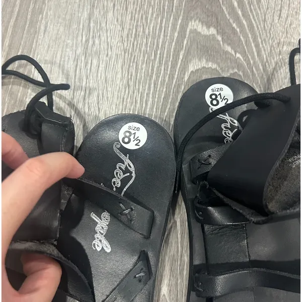 Free People Vacation Day Black Leather Wrap Boho Sandals Size 8.5 - Image 4