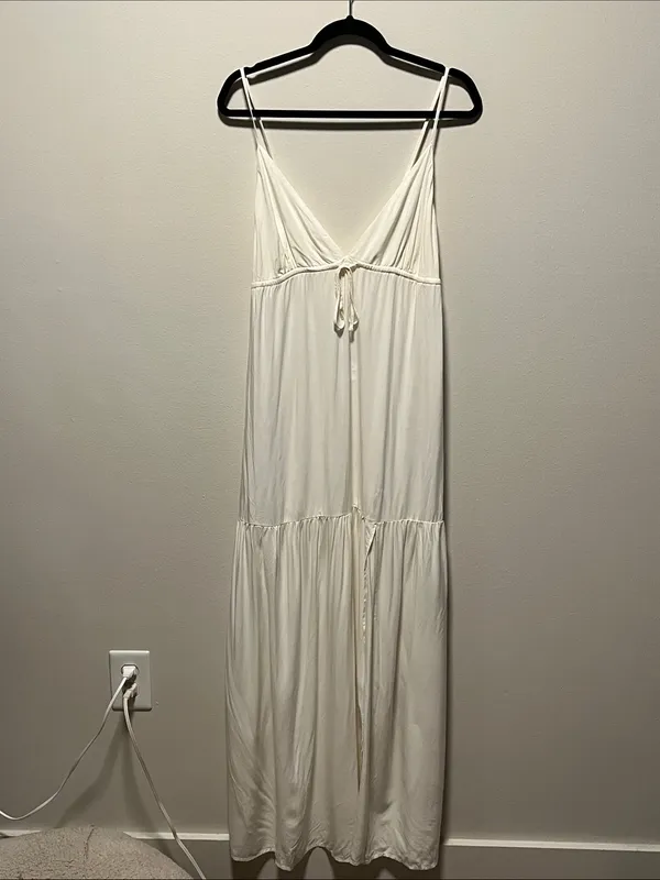 L*SPACE (NWT) Victoria Drawstring Empire Waist Maxi Cover Up Dress, Size Small - Image 3