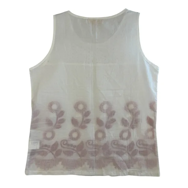 Miss Cocoa Embroidered Tank Top White Red‎ Floral Eyelet Viscose Boho G S READ - Image 2