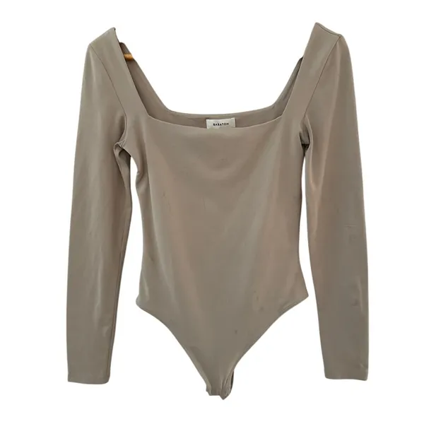 Aritzia Babaton Contour Squareneck Longsleeve Bodysuit Nude Size Small - Image 4