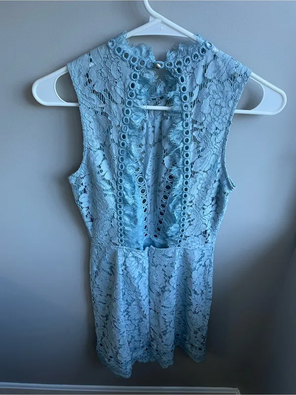 SAYLOR fp Powder Blue Lace Mini Dress Size XS - Image 5