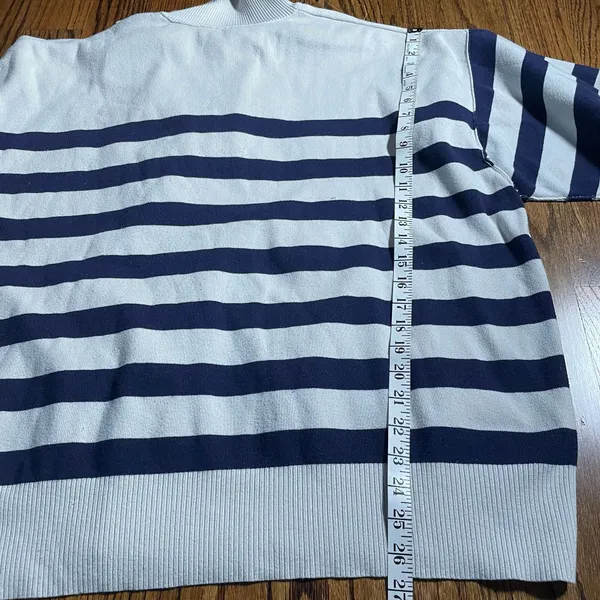 Free People Striped Quarter-Zip Knit Sweater Pullover S oversize - Image 5