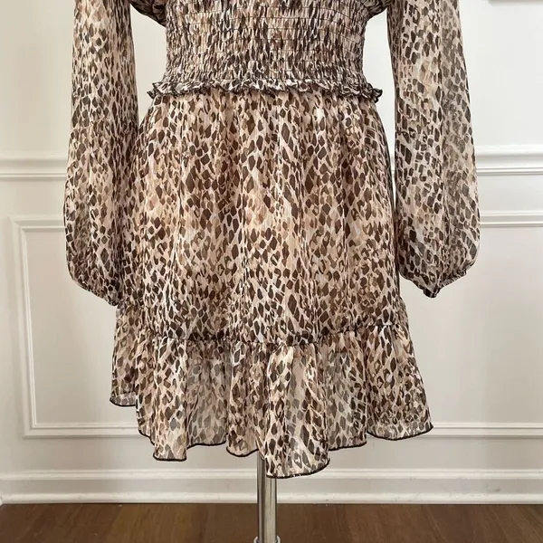 Zara Date Night Mini Dress Leopard Print Mob Wife XS - Image 4