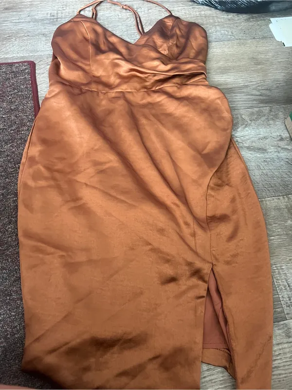 Lulus Rust Satin Slip Dress - Image 5