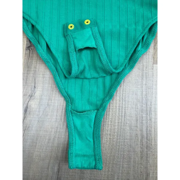 Free People Intimately Ribbed Henley Bodysuit Green Sleeveless XS Fits Like Med - Image 5