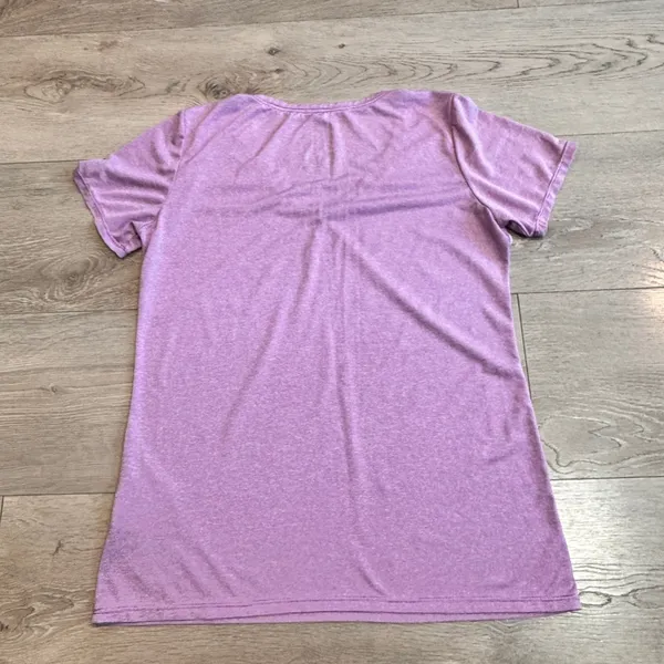 Nike Dri-FIT Womens Purple Striped VNeck Medium‎ M Athletic Cut Training T-Shirt - Image 2