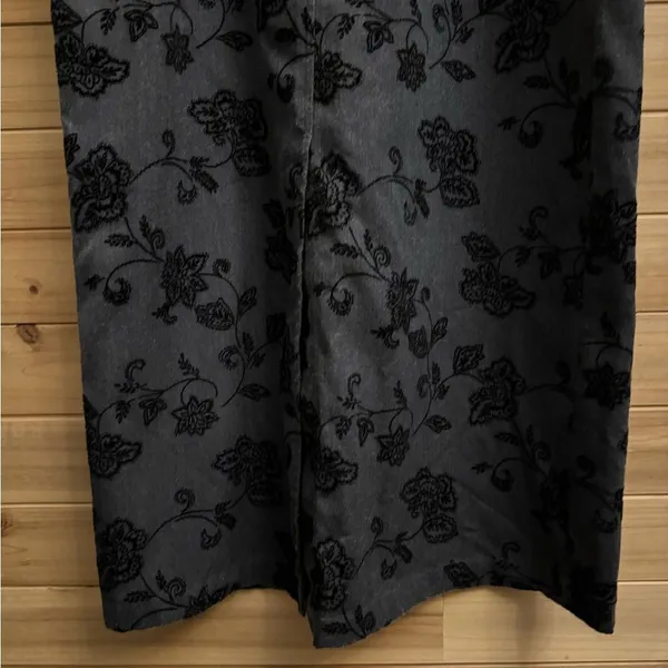 Vintage Talbots Size Large Gray Velvet Floral Overall Dress Whimsigoth Goth - Image 9